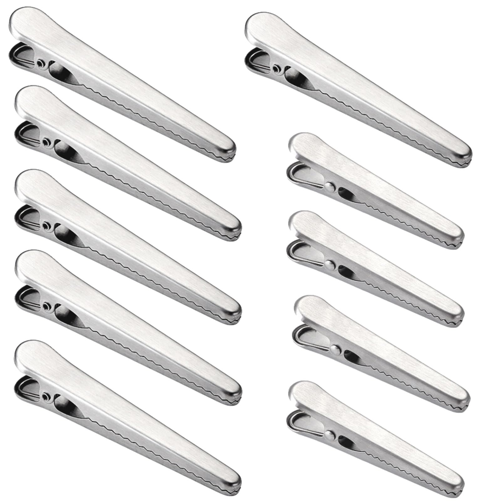 

Rubonarie Stainless Steel Bag Clips for Food Storage, Sealing, and Moisture Protection (Silver, 6 Large, 4 Small)