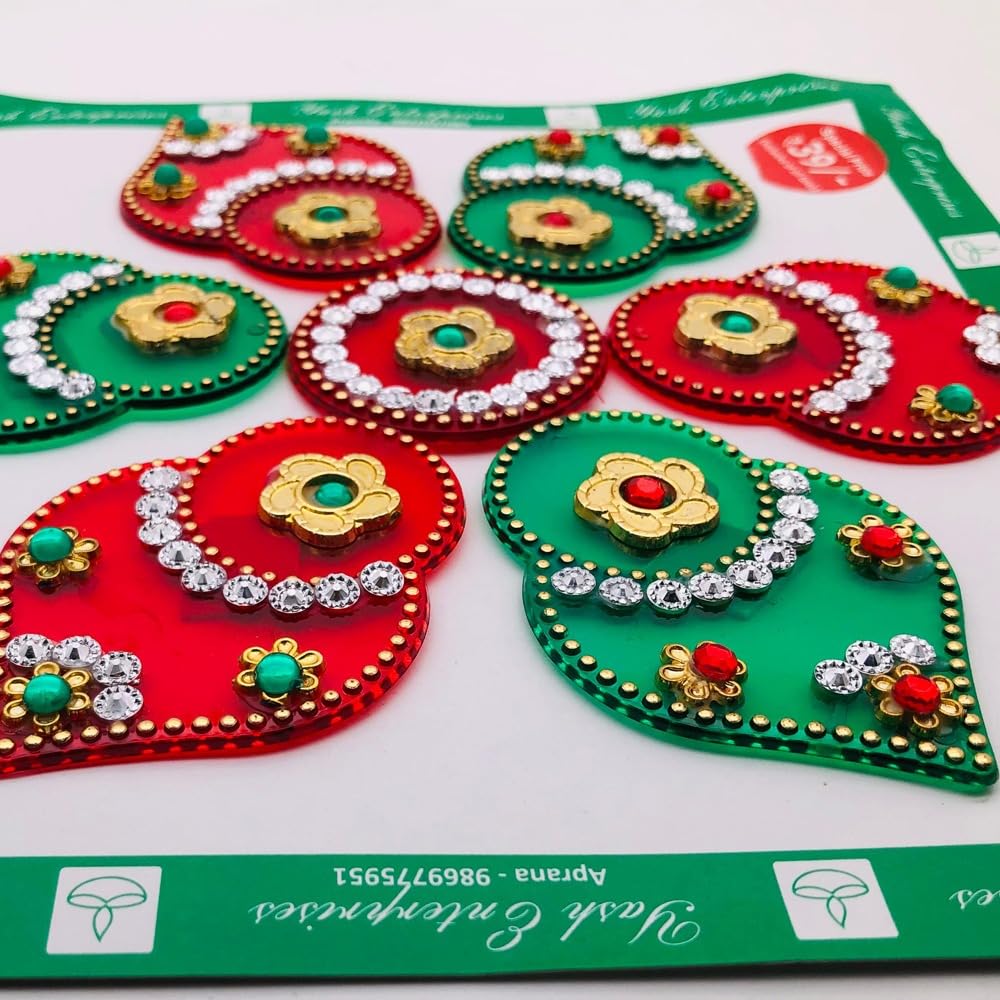 RSINC Acrylic Decorative Diwali Rearrangeable Rangoli for Floor, Wall, Table Rangoli7 Pieces Re-Useable Kundan Baby Rangoli Acrylic Baby Rangoli