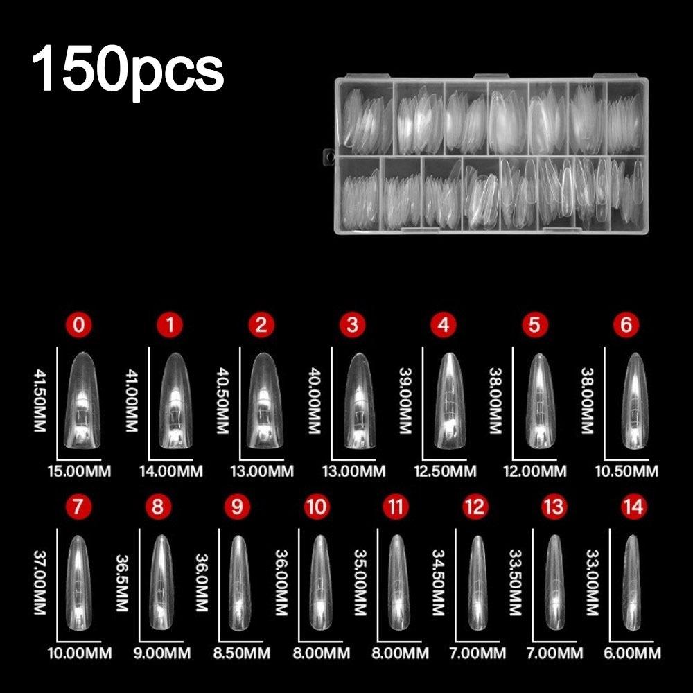 

120pcs/150pcs Square Sandwich Nail Forms Almond Shape No-Trace Nail Tips with Auxiliary Line Clear Extension