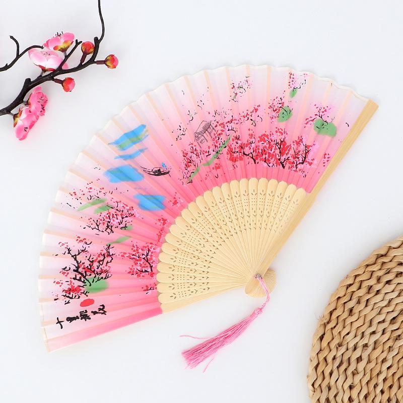 Hanfu skládací vějíř pro ženy inspirovaný japonským a čínským stylem – Scénický tanec bambusový styl