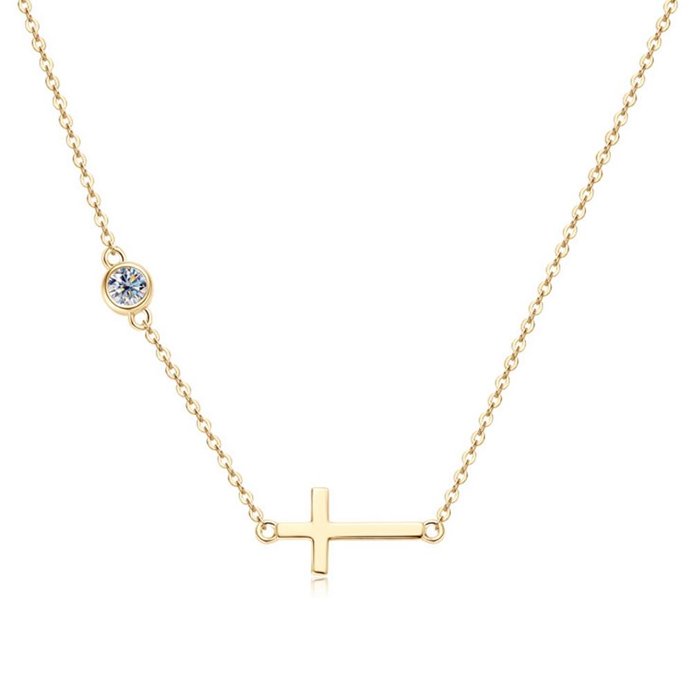 Vinregem 925 Sterling Silver VVS1 3EX D Color 4 MM Round Cut Real Moissanite Diamond Gemstone Cross Pendant Necklace Fine Jewelry GRA