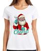Santa Cheers Cocktail Martini Christmas Party Vintage Ladies TShirt