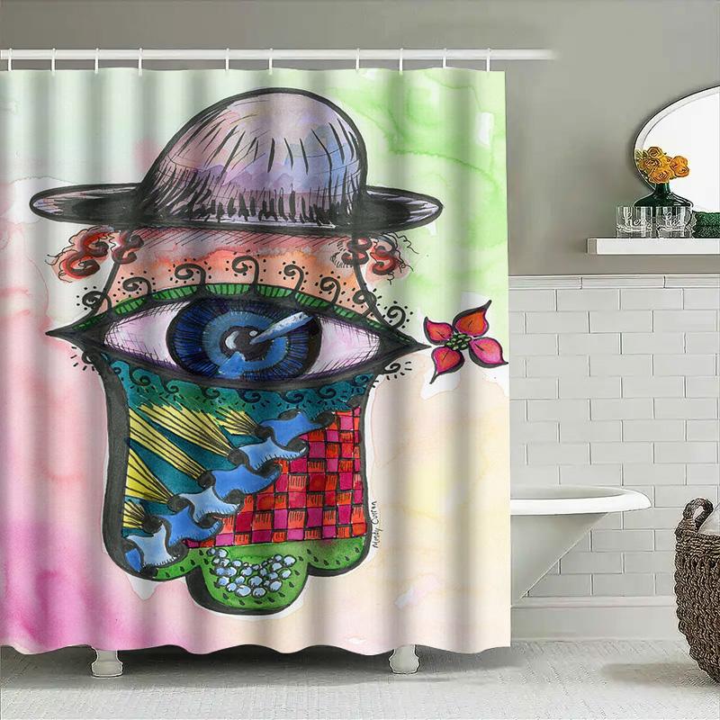 Colorful Printed Shower Curtain With Eye Design For Bathroom Decor Waterproof Fabric Home Decor Item 48X72In/120Cmx183Cm (Green)