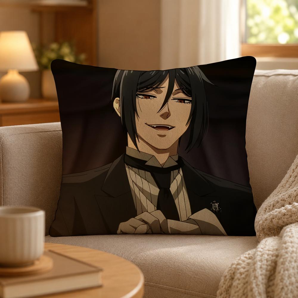 Anime Black Butler Gothic Art Cushion Cover Personalized Short Plush Soft Bedroom Sofa Home Decor Gift