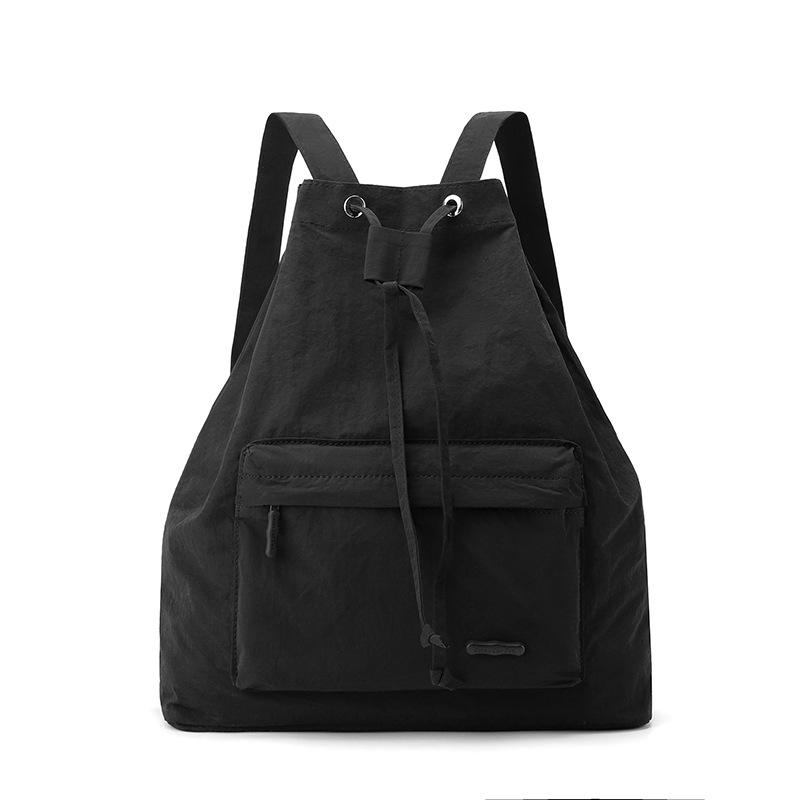 Fashion Versatile Casual Simple Small Fresh College Student Backpack Large Capacity Ultra Light Drawstring Women's Bag