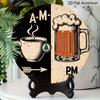 2D Flat Aluminum 7.87 Inch X 7.87 Inch "Morning Coffee, Afternoon Beer" Style Wall Hanging. Suitable for Bars, Living Rooms, Kitchens, Cafes, Clubs