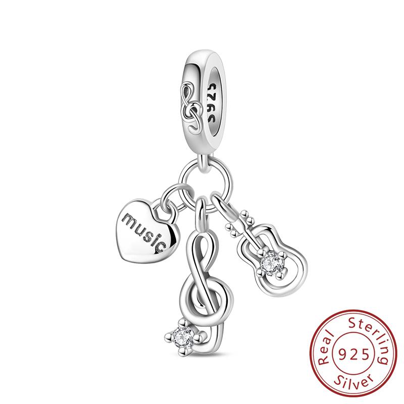 

100% Copper Metal Guitar Rock Musical Note Carousal Headphones Charm Bead Components Bead Components Designed For Bracelet High Quality Fine Jewelry