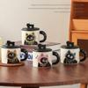 Cute Cat Mugs with Three-dimensional Lid Girls' Gifts Souvenir Cup Office Cartoon Coffee Mugs High Appearance Level Ceramic Cups