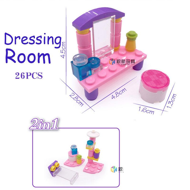 

SLUBAN 0155 Girl Princess Pink Dream Snack Car Model Figure Blocks Educational Construction Building Bricks Toys For Children