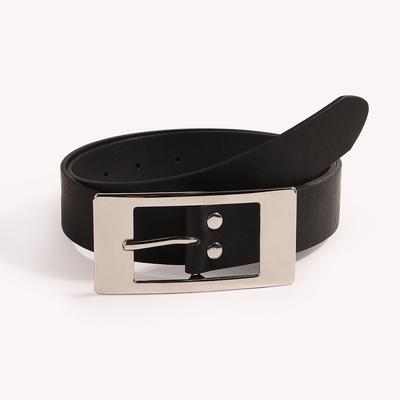 New Large Rectangular Buckle Basic Flat Plate Women's Belt PU Pin Buckle Fashionable and Versatile Women's Belt