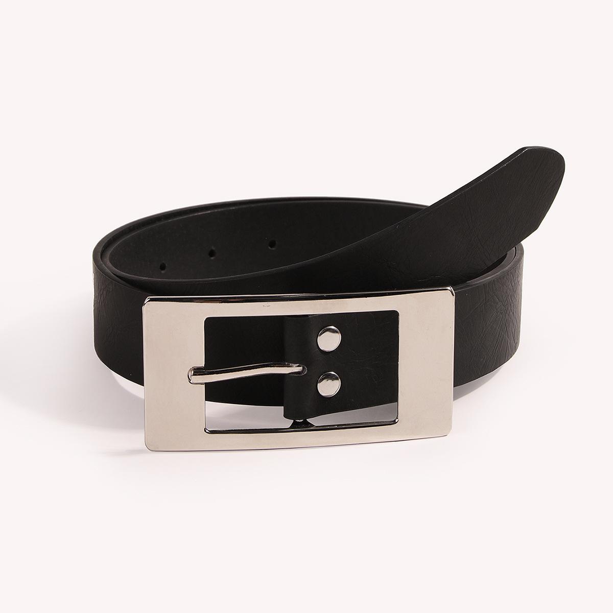 

New Large Rectangular Buckle Basic Flat Plate Women s Belt PU Pin Buckle Fashionable and Versatile Women s Belt 100cm