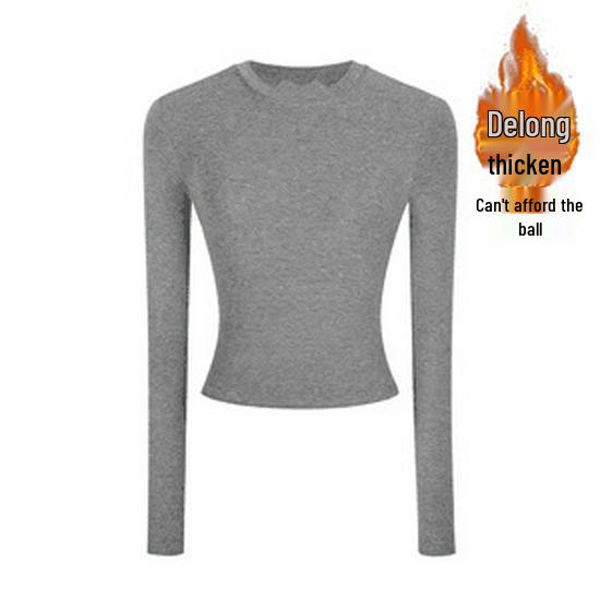 Women's Slim-Fit Long-Sleeve Top - High-End Round Neck Tee for Spring/Autumn