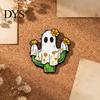Ghost Theme Jewelry Halloween Cartoon Enamel Brooch, Spooky Metal Lapel Pin, Pin Sweater Cardigan Coat Suit Scarf Decor, Men Women Clothing