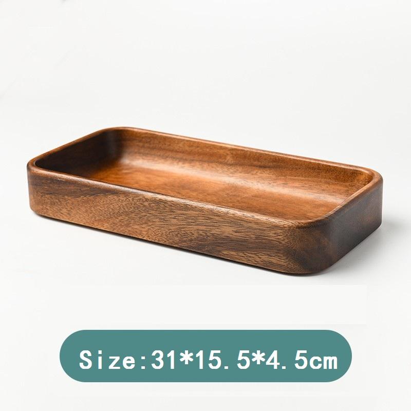 HeMu-Acacia Wood Solid Wood Dried Fruit Snack Plate, Salad Bowl, Multi-cell Snack Plate, Chinese Style