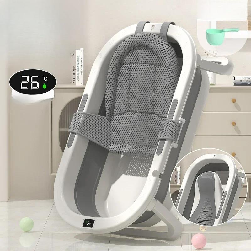 Warm and Foldable Baby Bath Tub Comfortable Toddler Bath Tub for Sitting and Lying Ideal for Newborns and Children