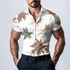 Pánská módní tištěná saténová košile s krátkým rukávem