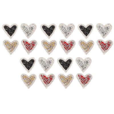 20 stuks strass geborduurde patches hartvorm glanzend mooi DIY opstrijkpatches voor kleding