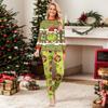 Print Cute Family Set Pajamas, Home Clothes, Family Set Long Sleeve Top Pants Set