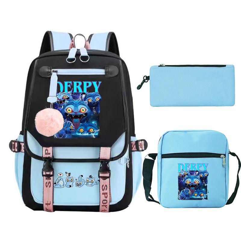 Animation Cartoon Peripheral Printing Children'S Backpack Campus Large Capacity Primary And Secondary School Students Schoolbag Three-Piece Set