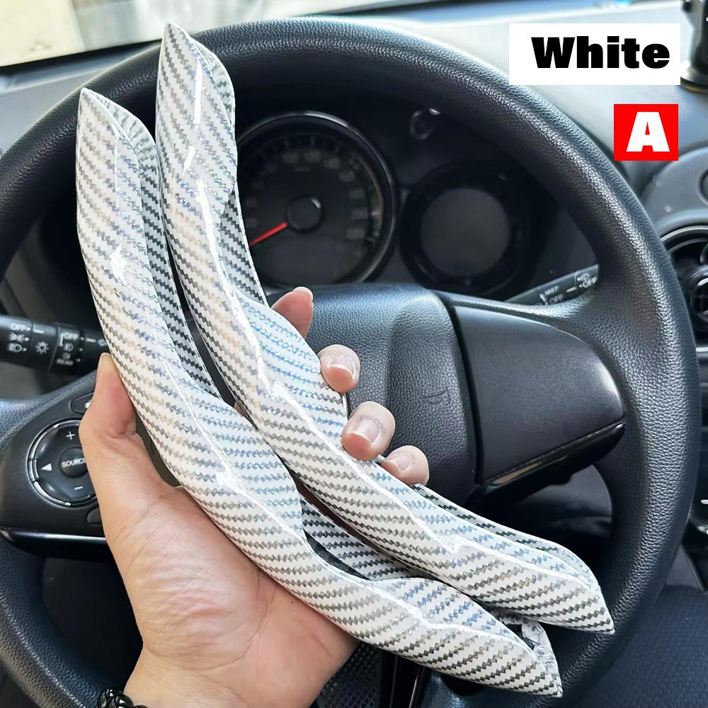 

2PCS Laser Carbon Fiber Silicone Car Round Steering Wheel Cover Fiber Leather Wheel Booster Auto Cover Non-Slip Universal parts
