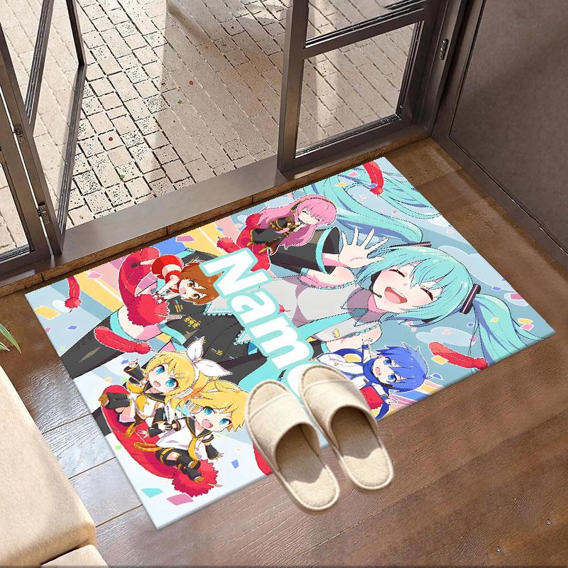 Custom Name Personalized Hatsune Miku Print Carpet, Versatile Home Decor Rug, for Playroom, Apartment, Balcony, Entryway, Hallway Gift