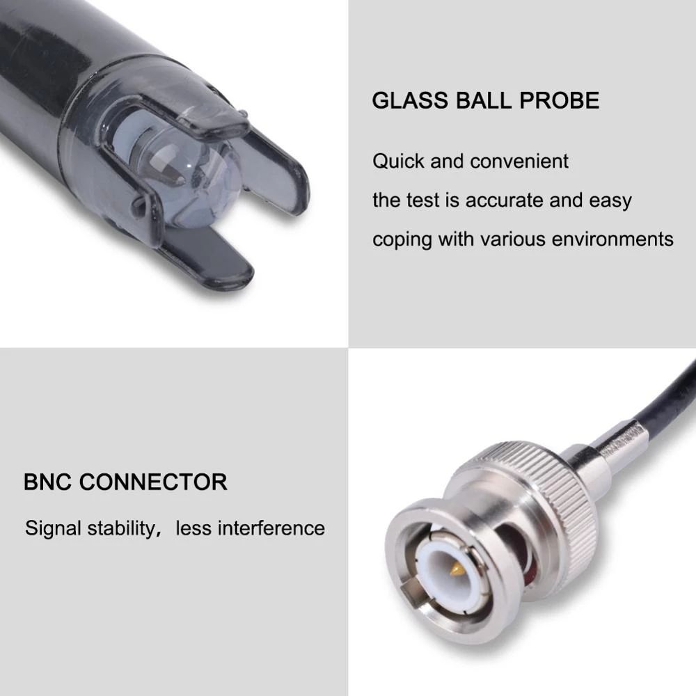 Sensor Gib Hydroponik Labor PH-Elektrode Sonde Elektrode pH-Messgerät PH-Regler BNC-Anschluss
