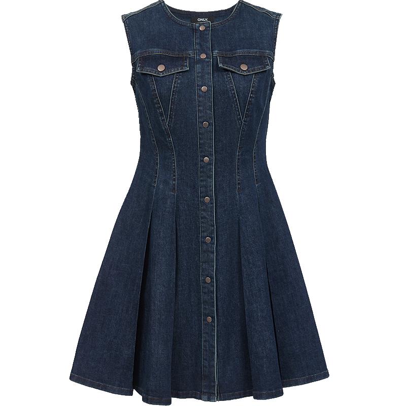 ONLY Women's A-Line Lycra Blend Denim Mini Dress