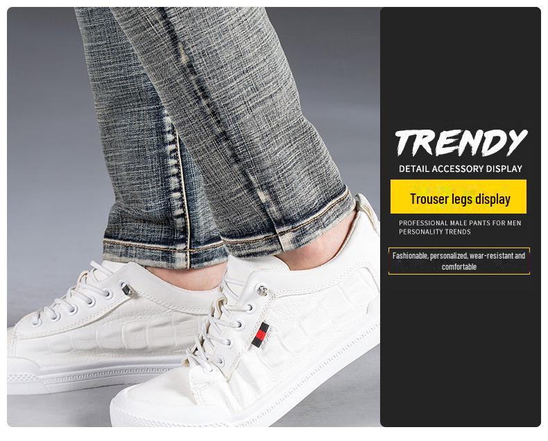 Men's Nostalgic Embroidered Slim Jeans - High-End Luxury Stretch Casual Pants