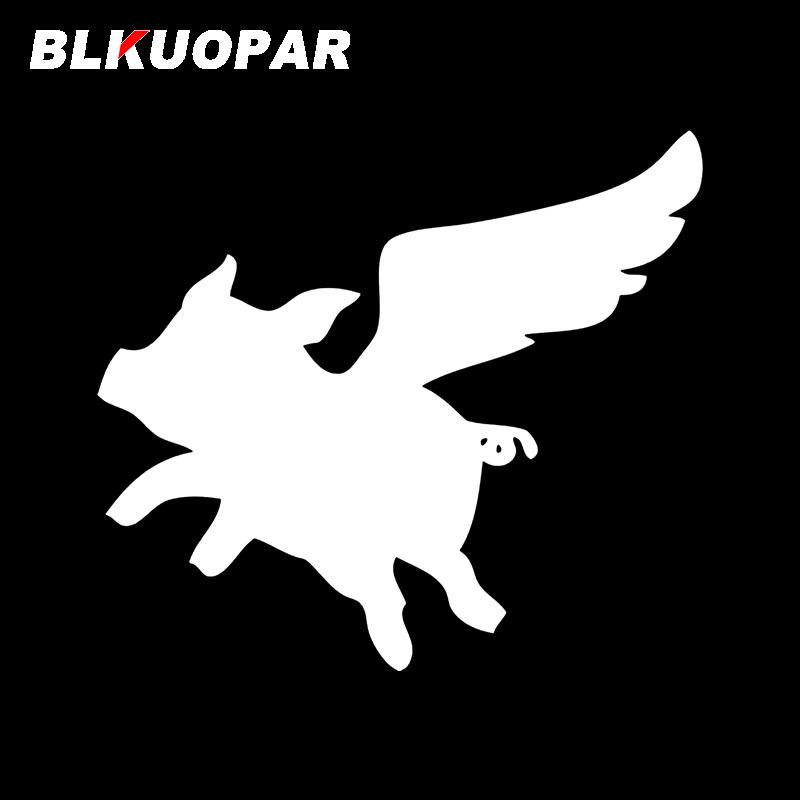 BLKUOPAR Pig Wing Car Stickers ATV Vinyl Creative Die-cut Waterproof Sunscreen Refrigerator Helmet Decoration Caravan Car Lable
