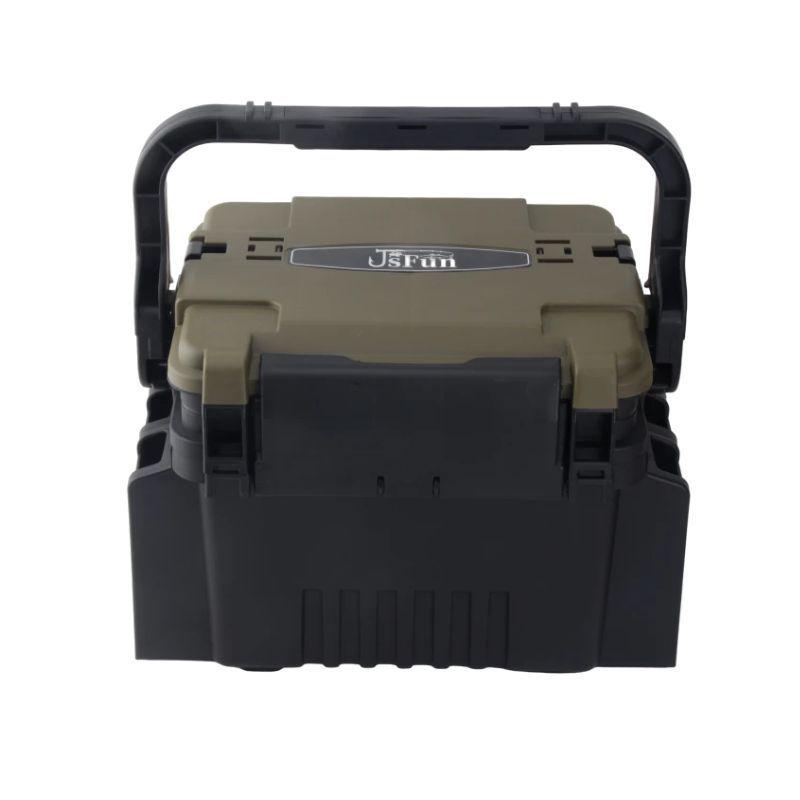 Fishing Tackle Box Set: Includes Large Capacity Storage Box, Rod Holder, Cup Holder, and Lure Storage.