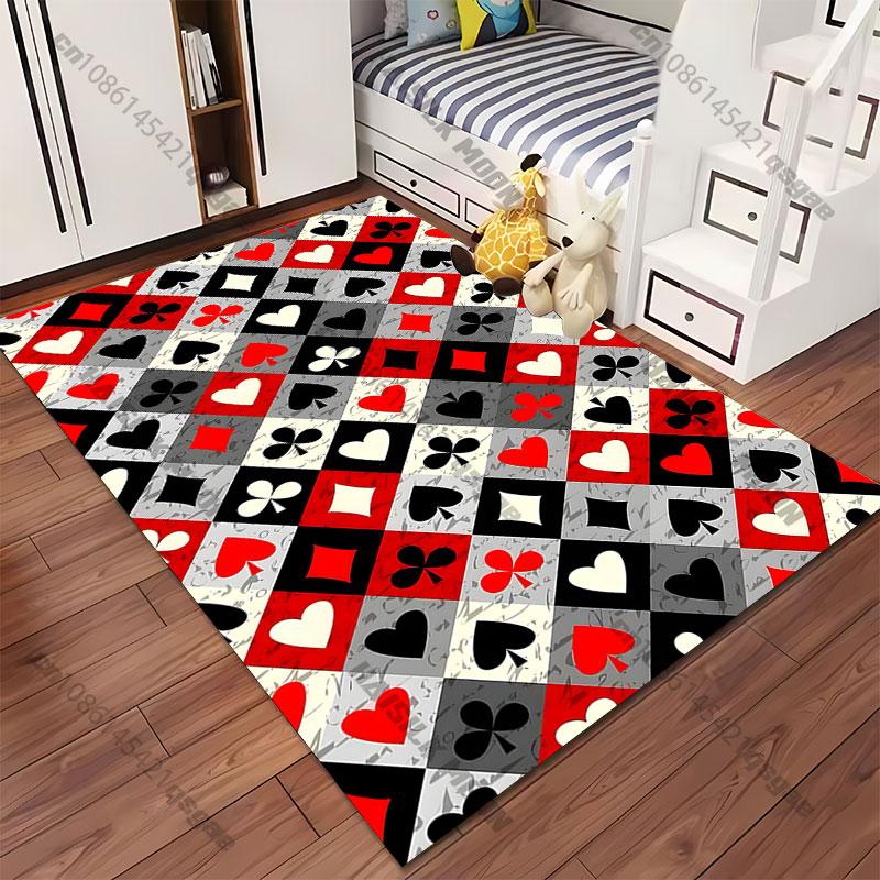 Playing card suit pattern carpet Yoga living room room decor children's crawling mat doormat area rug games mat