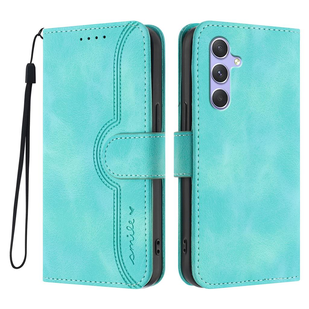 Kožené pouzdro pro Samsung Galaxy A54 5G Peněženka Stojánek S potiskem smajlíka Kryt na telefon s popruhem