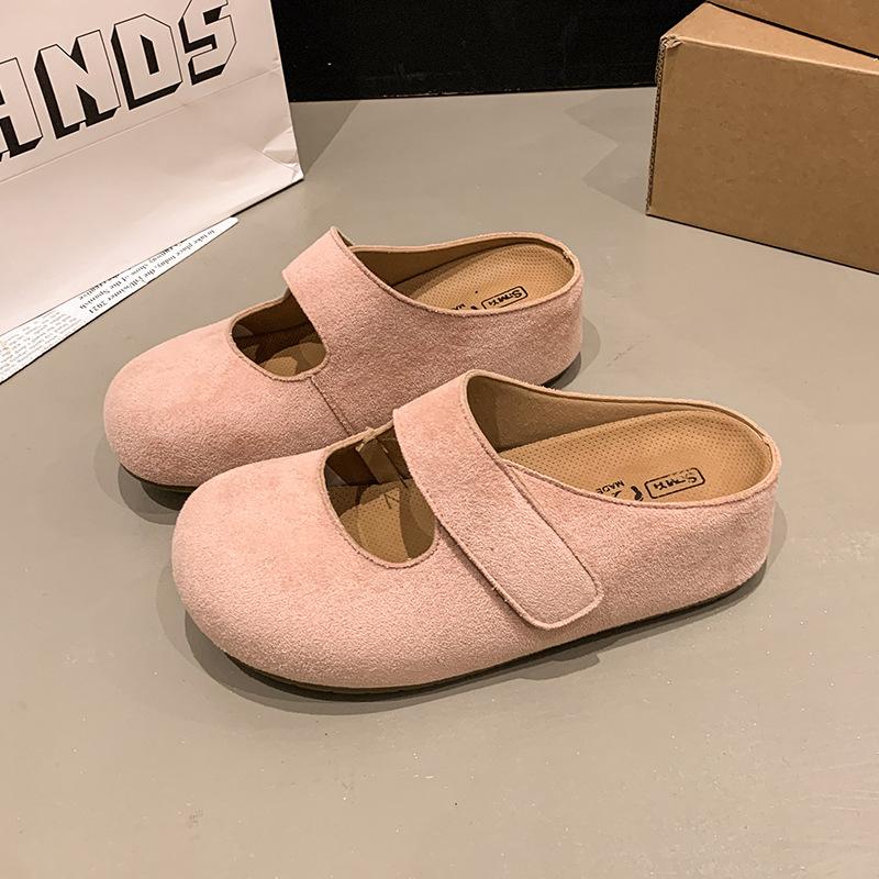 

женские шлепанцы на толстой пробковой подошве для ношения весной и осенью 2025 года, новые ретро повседневные шлепанцы-сумки с одним педалем 40 розовый