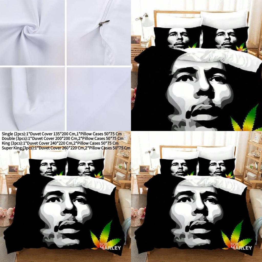 Set Biancheria da Letto Bob Marley con Stampa Digitale 3D Moderno Minimalista per Arredamento Casa
