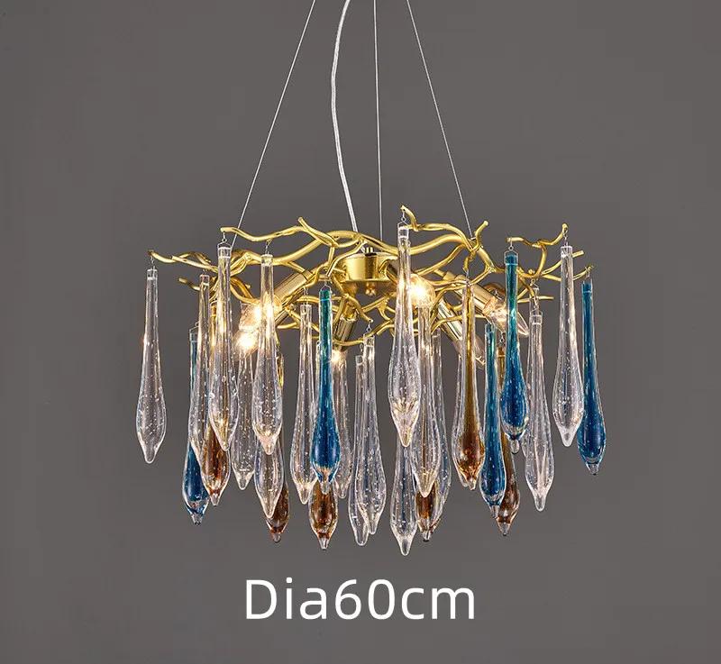 Nordic Luxury Chandelier With Colorful Crystal Branch Design Pendant Lamps Bedroom Restaurant Hotel Kitchen Decoration Lighting