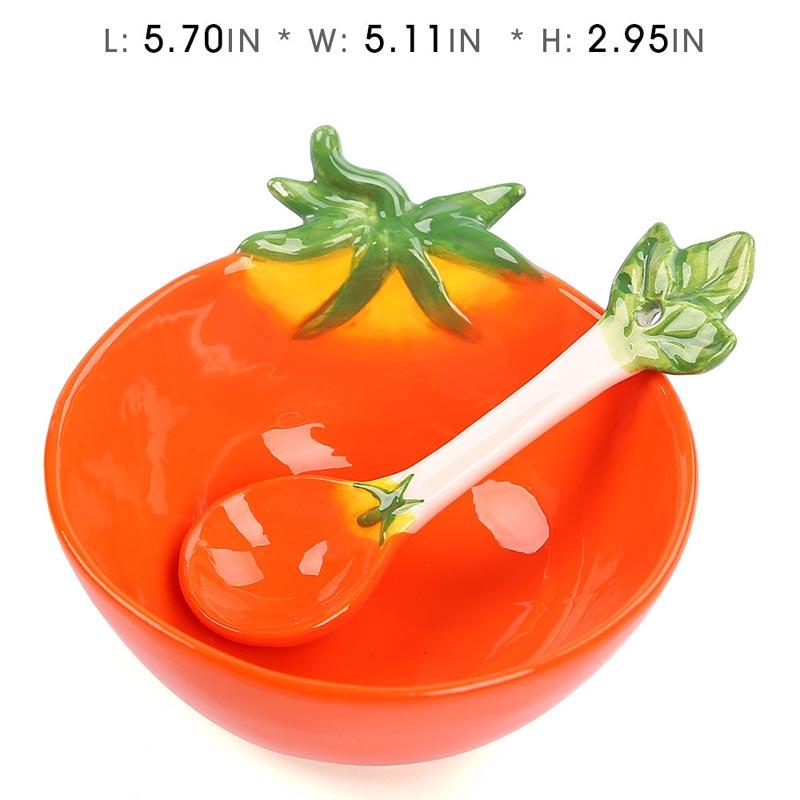 Ceramic Creative Fruit Shape  Bowl Cartoon Vegetable Tableware  Cute Bowl Serving Bowl Strawberry Bowl with Spoon