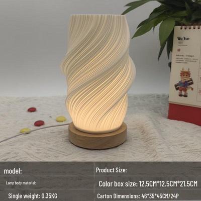 Dimmable LED Bedside Lamp with Solid Wood Base