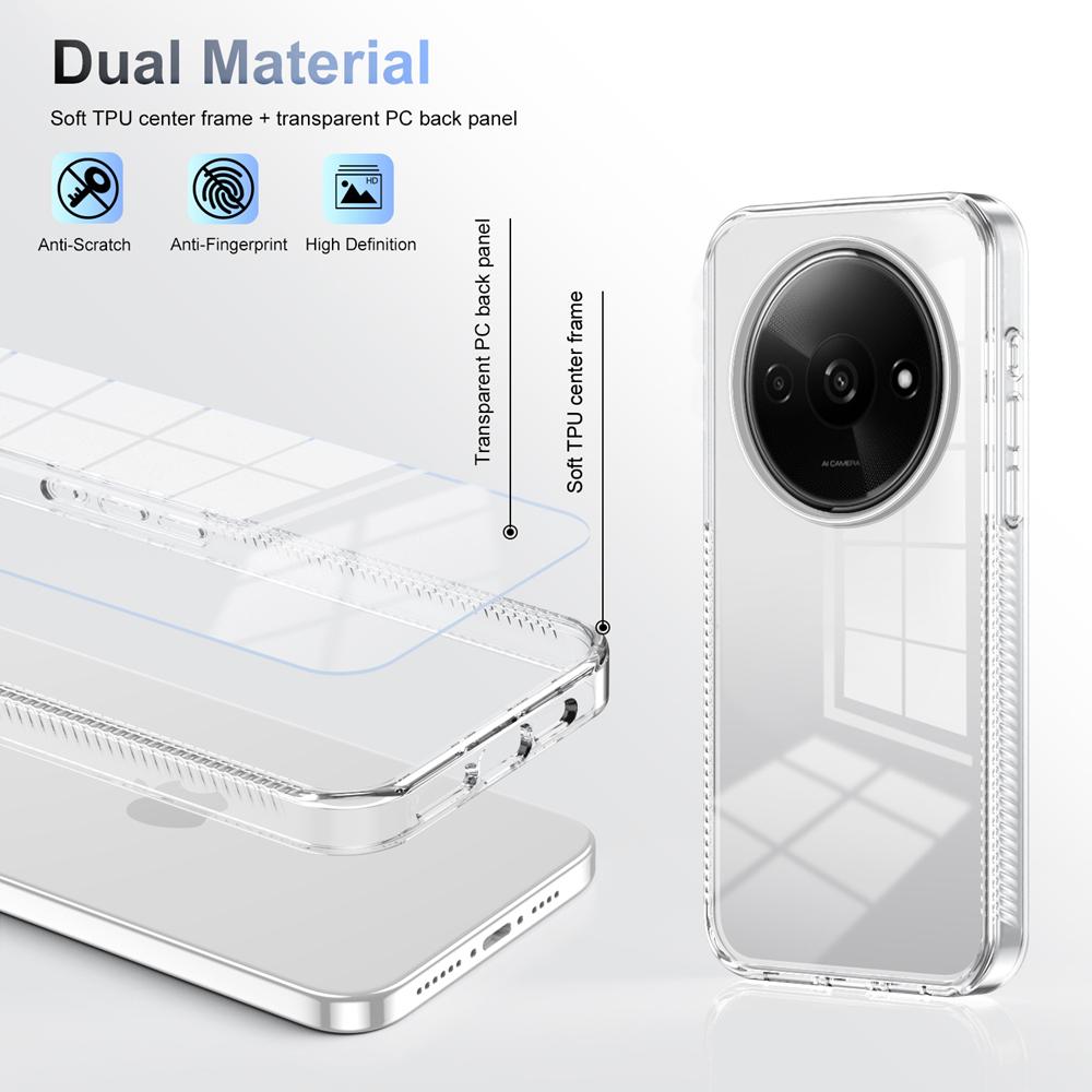 KEYSION Transparente Handyhülle für Xiaomi POCO C61 Weiches TPU+PC Rutschfest HD Klar Stoßfest Handy-Rückseite für Redmi A3 A3X