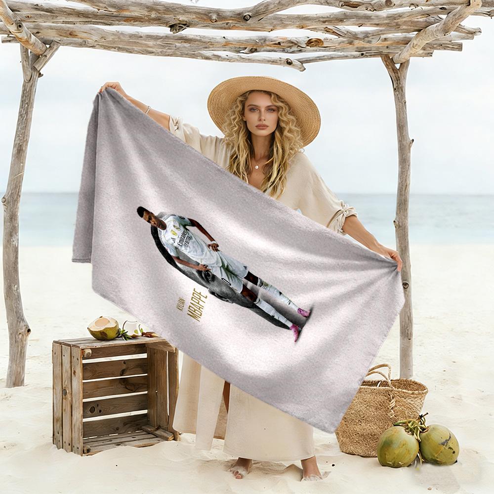 Star Player Kylian Mbappé Beach Towel Super Soft Microfiber Quickdry Fabric Comfortable Lightweight