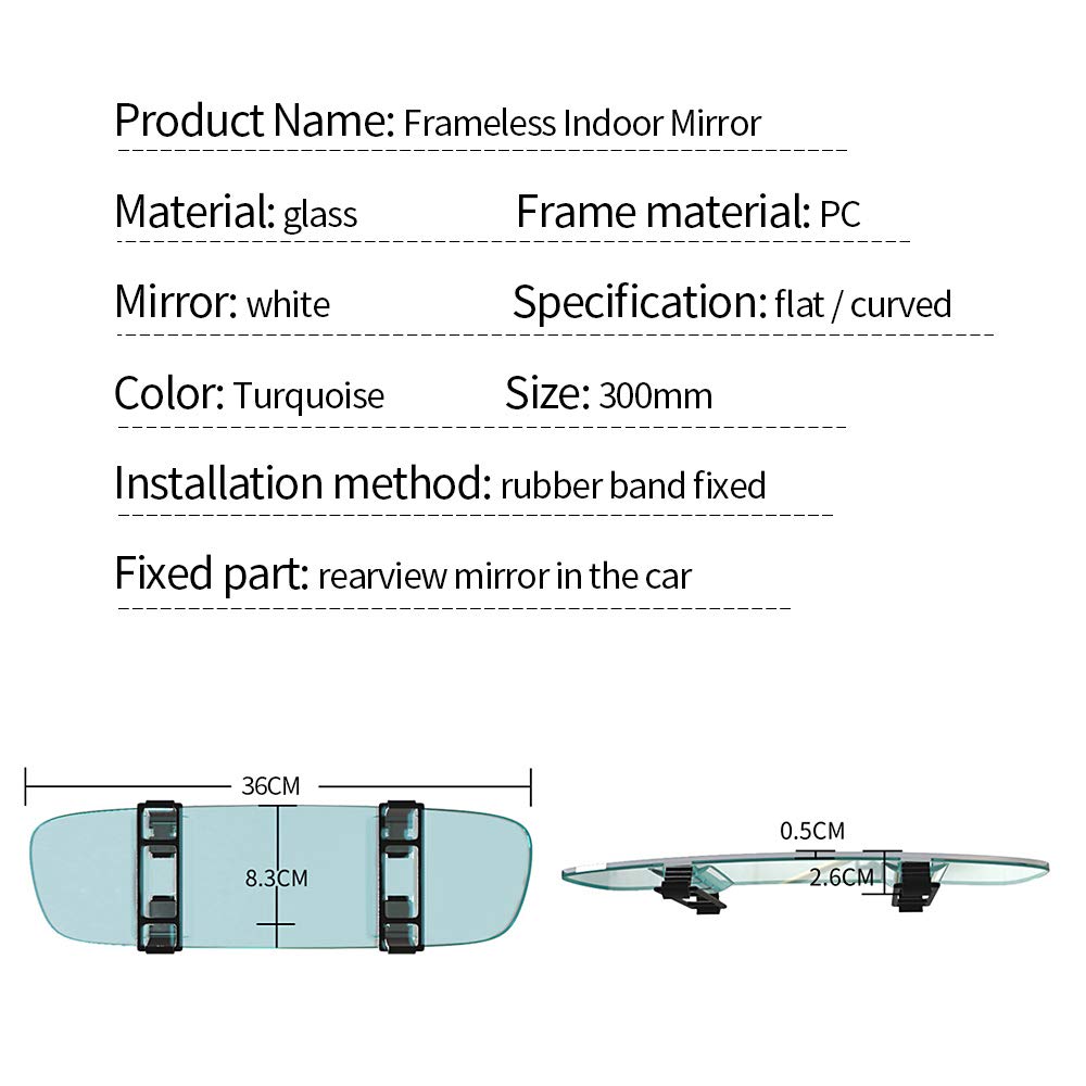 Car Rearview Inside Flat Large Field of Auxiliary Mirror X-STYLE Mirror, 360mm, Mirror, Mirror, Shatterproof, Ultra-High Reflectivity, View,