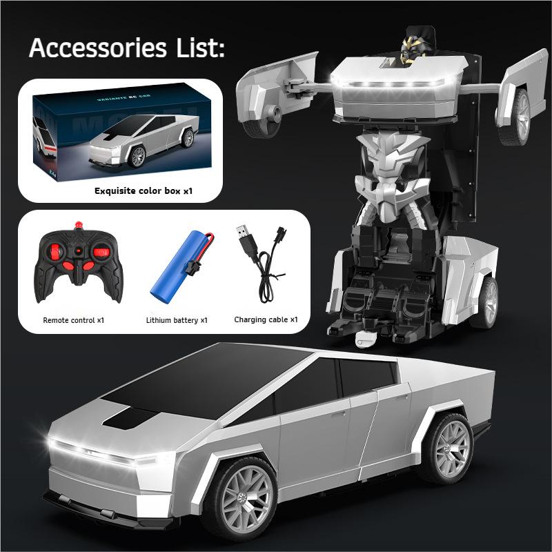 Transforming Robot Car Toy for Kids 2.4GHz Remote Control Vehicle with LED Lights 360° Spin Drift Mode Gift for Boys