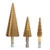 3pcs 3124‑1220mm High Speed Steel Cone Step Drill Bit Hex Shank Hole Cutter