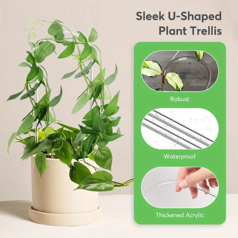 Acrylic U-Shaped Plant Climbing Frame Transparent Durable Indoor Vine Flower Pot Support Structure for Garden Home Decor