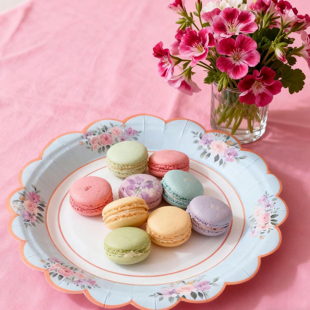 Tea Party Disposable Paper Plates, Napkins & Cups Set for Birthdays & Desserts