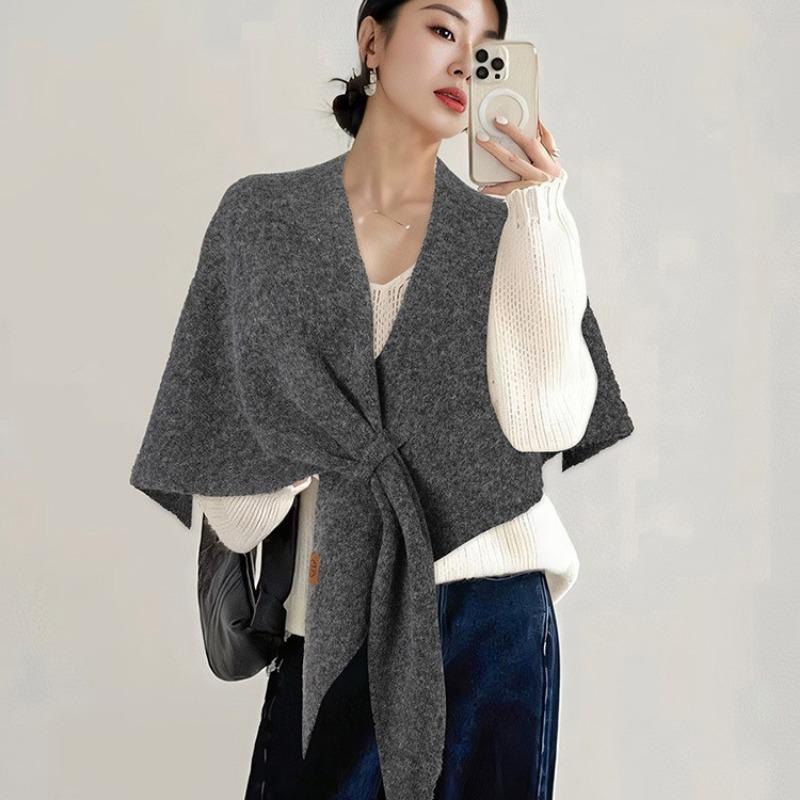 Version New Women's Neck Wrap Autumn and Winter Wool Blended Triangular Shawl Female Thickened with Knitted Warm Shoulder XWJ116