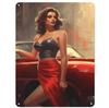 Vintage Pinup Girl Fast & Sexy Girls Classic Car Automobile Metal Tin Sings For Man Cave Garage Bar Cafe Clubs Car Decor Posters