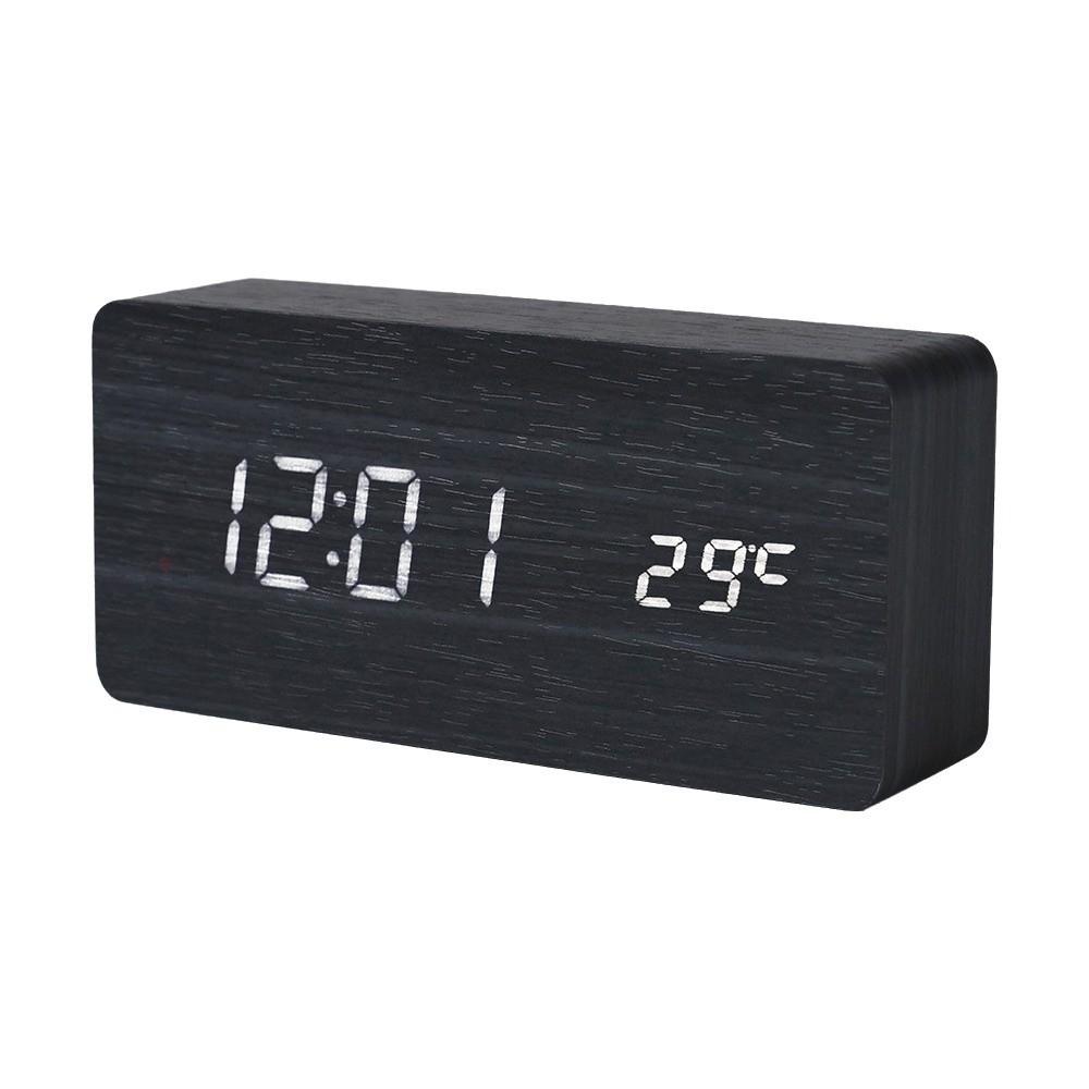 Reminder Digital Alarm Clock Large Display Electronic Alarm Clock Table Clock Temperature Display Humidity Black