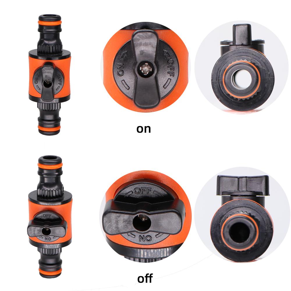2PCS 16MM Equal Garden Hose Shut Off Valve Fitting Plastic Tubing Tap Adapter Quick Joint for Watering Irrigation Car Wash