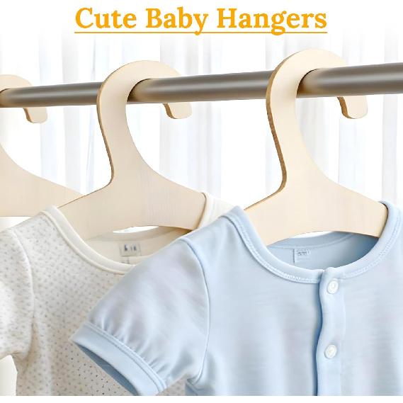 Wooden Kids Hangers 10 Pack 9 inch Cute Wood Baby Hanger Nursery Hangers Non Slip Coat Hanger Newborn Hangeri for Baby Kids Toddler Coats Pants Suits