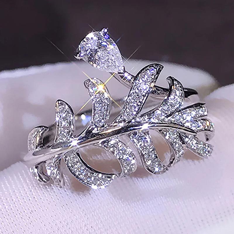 

Water Drop Ring Female, Feather Leaf Shape Ring, Light Luxury Elegant Xiaoqing 10